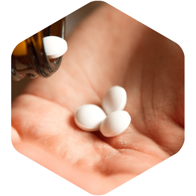 Sedation pills in hand